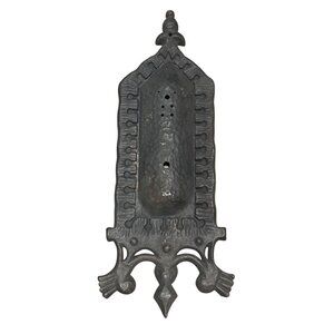 Antique Gothic Wall Sconce Plate Black Metal Cast Iron  Medieval